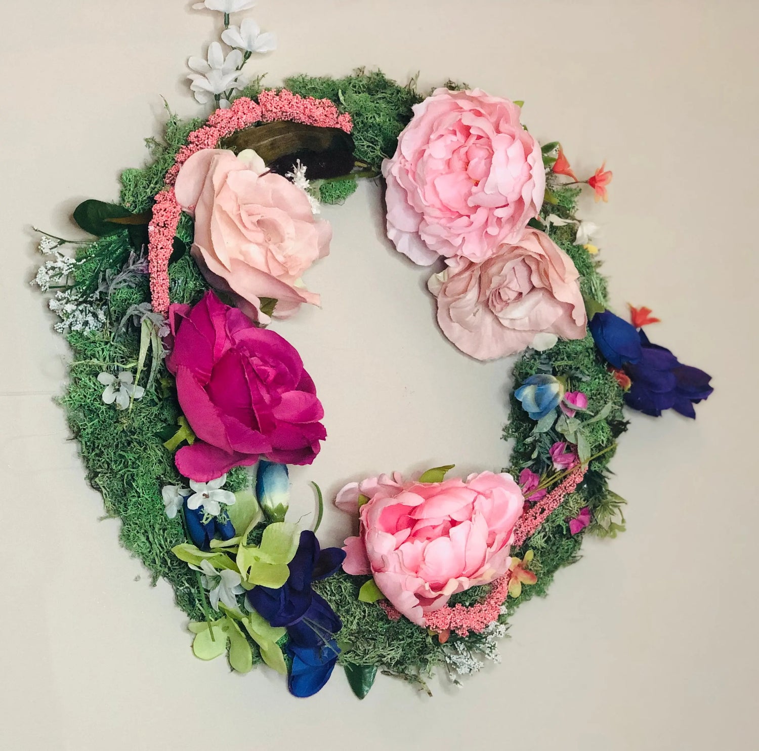 A 14 inch Round Floral Wreath A little bit of AMore